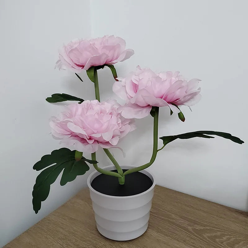 Lumflora Solar Bonsai Leuchte | LED Pfingstrose | Kabellos & Wetterfest | 35 cm Höhe
