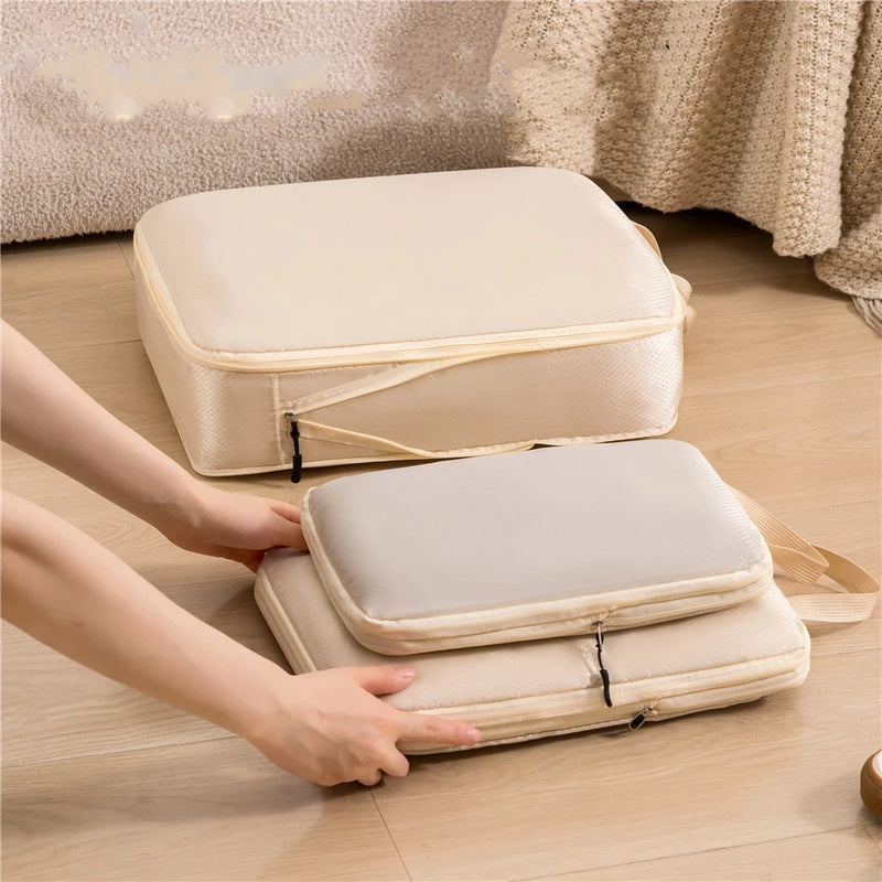 PackMate Travel | 3-teiliges Kompressions-Packtaschen-Set | Wasserdichte Reise-Organizer aus Oxford-Gewebe | Platzsparend & Tragbar | 30 × 20 × 10 cm / 35 × 24 × 10 cm / 40 × 30 × 10 cm
