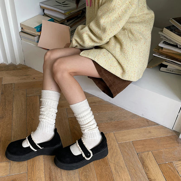Wärmewolle Damen Wollsocken | Kniehoch | Herbst & Winter | Warm & Weich | Kaffee-Braun