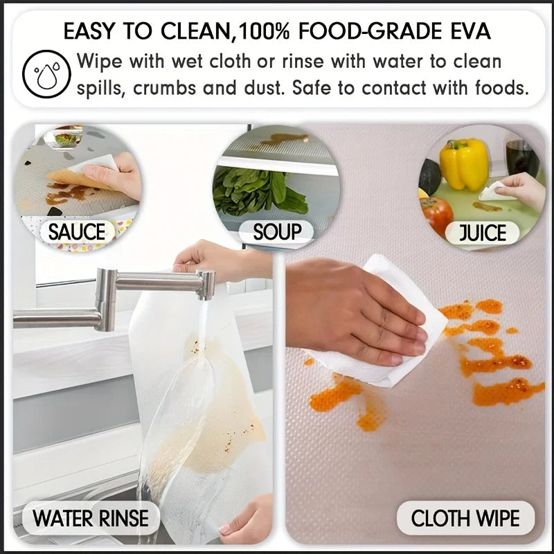 FridgeGuard 4er-Set Kühlschrankmatten | EVA-Material | Waschbar, Schimmelresistent & Anti-Öl | Für Kühlschrank, Schubladen & Regale