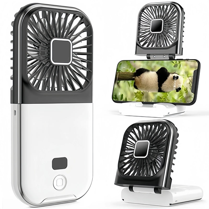 Luftigo Tragbarer USB-Ventilator | Digitalanzeige | Rückwärtslauf & Mehrfach-Windmodi | Kompakt & Wiederaufladbar