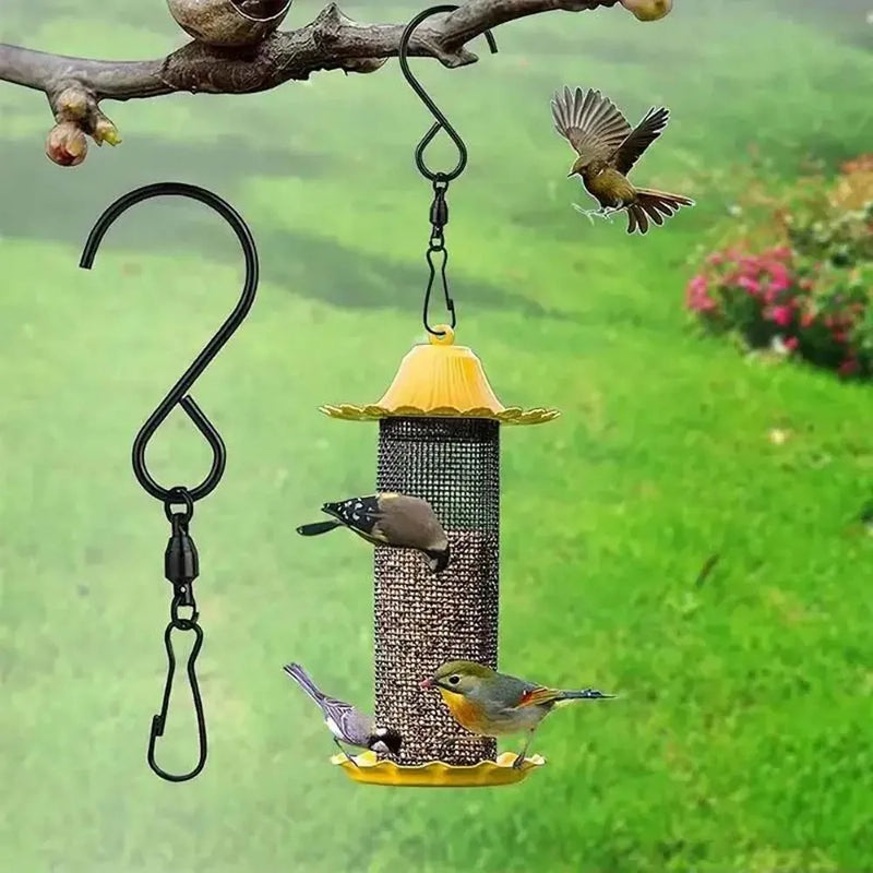Hookaro 8 Stück S-Haken aus Edelstahl mit Drehgelenk | Rostfreie Aufhängehaken für Windspiele, Vogelkäfige, Werbeschilder & Dekoration