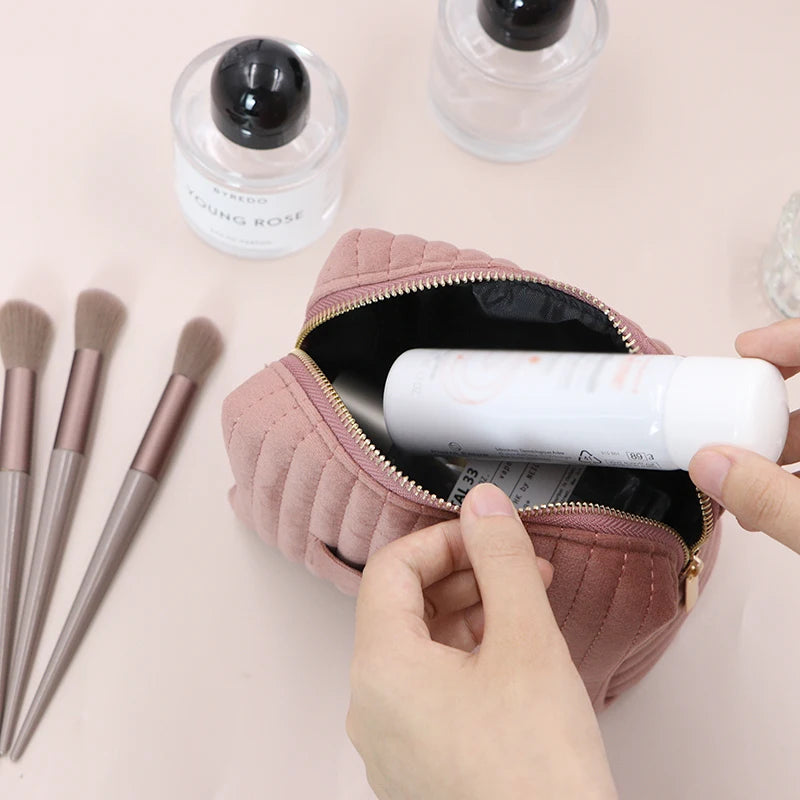 Puffina Gepolsterte Kosmetiktasche mit weiter Öffnung | Make-up-Tasche für Damen | Reise-Organizer für Kosmetik & Accessoires | Schminktäschchen aus Baumwolle
