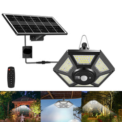 SolarHalo | 228 LED Solar Deckenlampe | 360° Lichtwinkel | Mit Fernbedienung & Bewegungsmelder | 4400mAh Akku