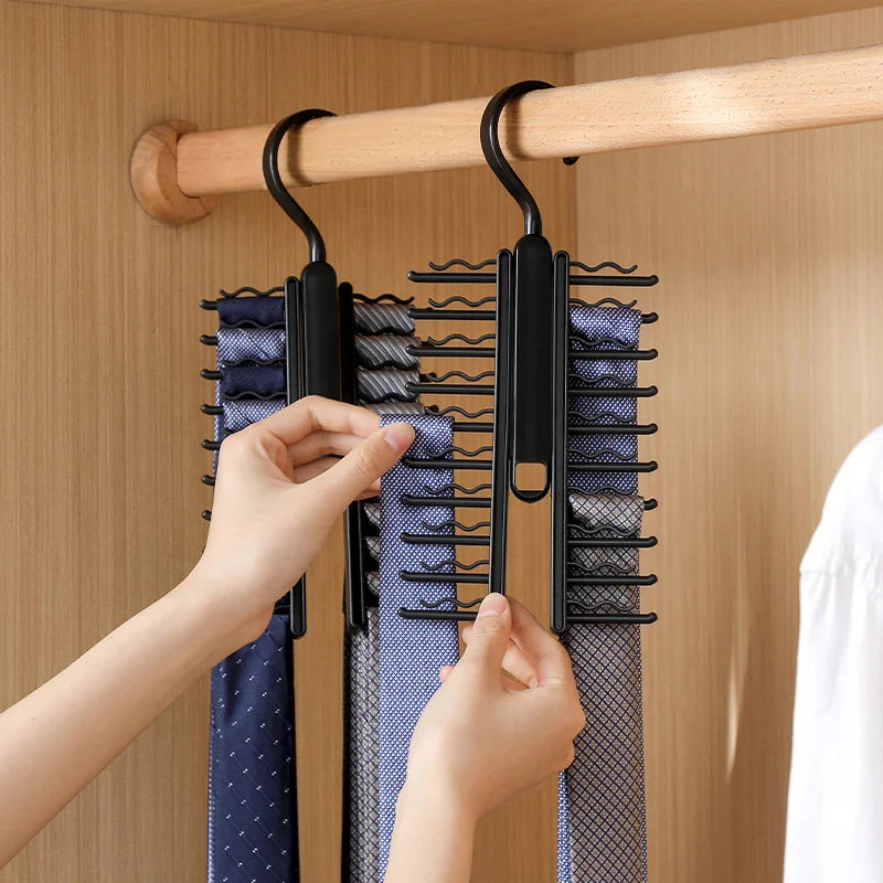FlexiOrdo Drehbarer Kleiderbügel | 360° Rotation | Für Krawatten, Gürtel & Schals | Kompakt & Vielseitig