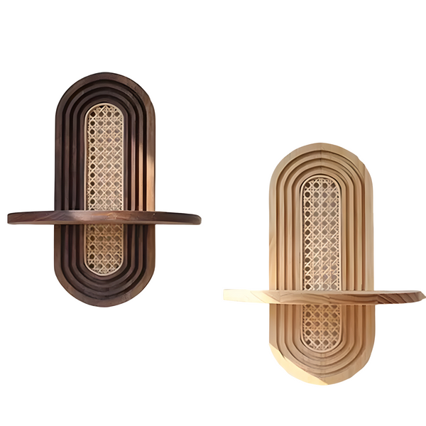Wandregal Rattanova | Handgefertigt | Boho-Design in Bogenform | Khaki & Braun