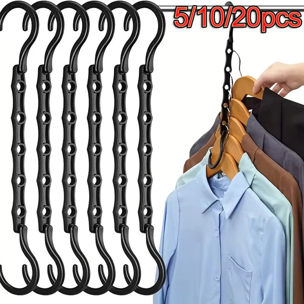 Orgalino Platzsparende Kleiderbügel 5/10/20 Stück | Multifunktionsbügel für Schrankorganisation | Robustes Kunststoffdesign | Für mehr Stauraum im Kleiderschrank