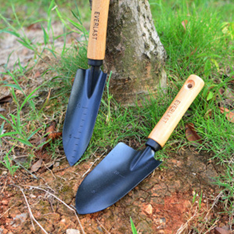 Floranta Gartenschaufel aus Carbonstahl | Handspaten mit Holzgriff | Für Blumen & Pflanzarbeiten | 28 cm