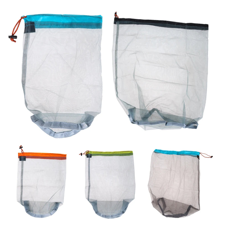 TrekSack MeshLite Ultraleichter Netzbeutel | Atmungsaktiver Packsack mit Kordelzug | Verschiedene Größen S–XXL | Für Wandern, Camping & Reisen