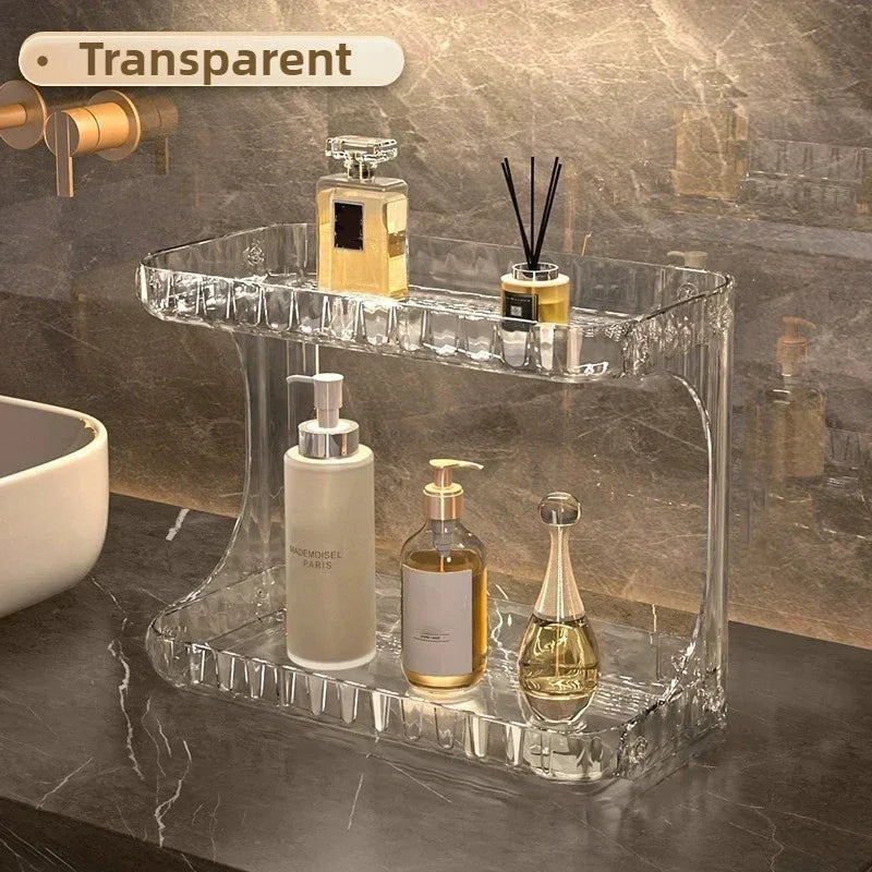 PureStak Badezimmer Regal | Doppelstöckig | Kosmetik- & Pflege-Organizer | Waschbecken & Tischablage