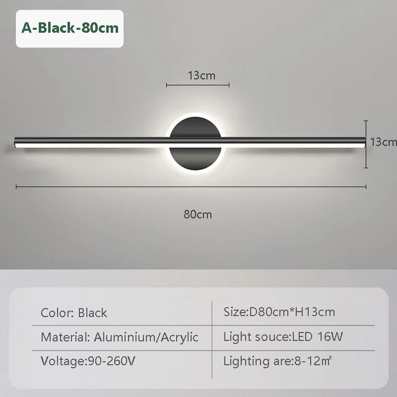 LED Wandleuchte LineaLux | Schwarz & Gold | 40/60/80 cm | Warm-, Kalt- & Dreifarb-Licht | Moderne Spiegel- & Wandbeleuchtung