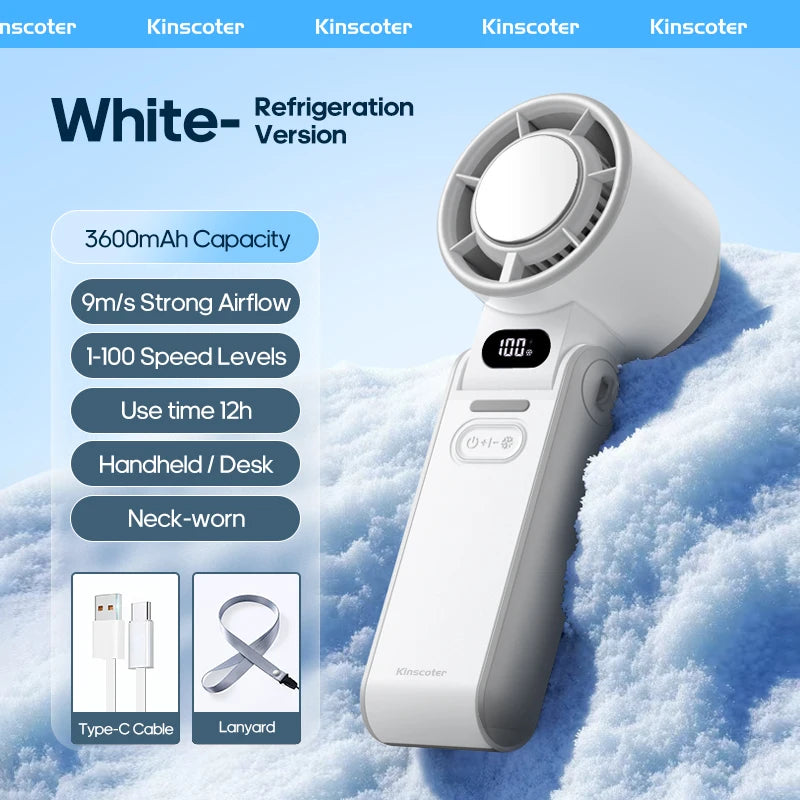 CoolityGo Handventilator mit Ice-Cool-Technologie | 100 Geschwindigkeitsstufen | 3600mAh Akku | Faltbar & Ultraleicht