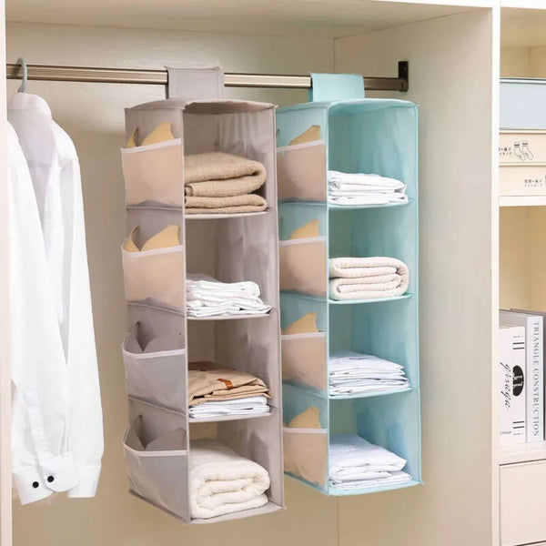 Hängender Wäsche-Organizer ClosyNest AirFold | Faltbare Aufbewahrungstasche für Unterwäsche, BHs & Socken | Mehrlagig & Waschbar