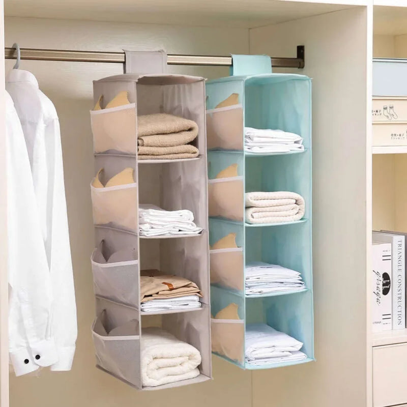 Hängender Wäsche-Organizer ClosyNest AirFold | Faltbare Aufbewahrungstasche für Unterwäsche, BHs & Socken | Mehrlagig & Waschbar