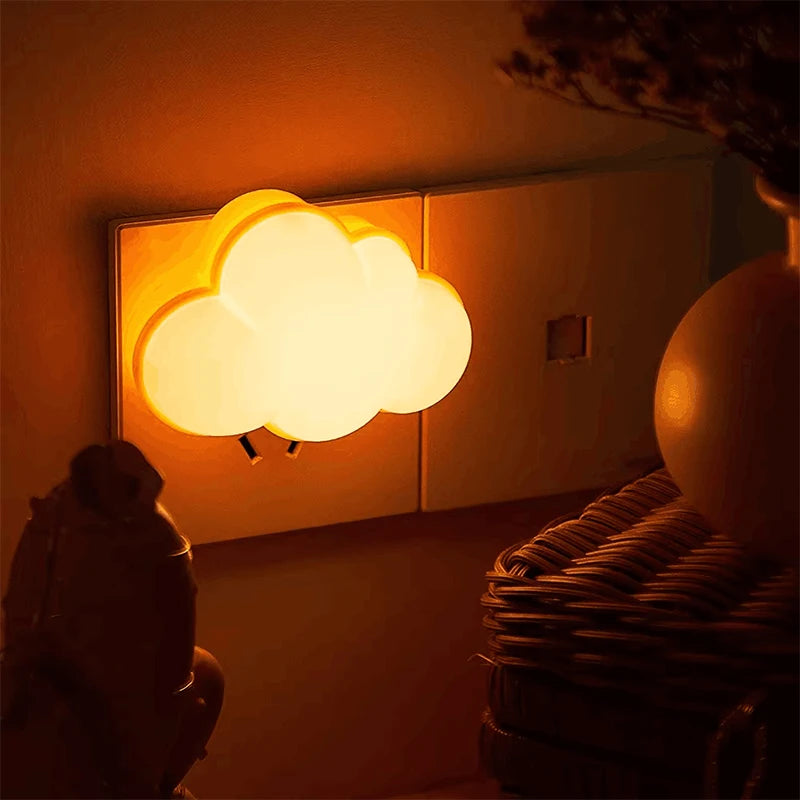 Lunora LED Nachtlicht Wolke | Mit Bewegungsmelder & Automatik | Warmweiß | Steckdose | 6 × 9,3 cm