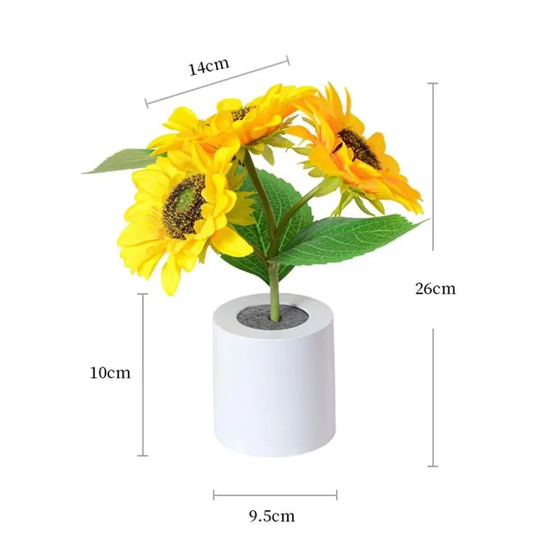 Florovia LED Blumen-Nachtlicht mit USB-Aufladung | Sonnenblume oder Tulpen | 2 Helligkeitsstufen | 6 Blumen