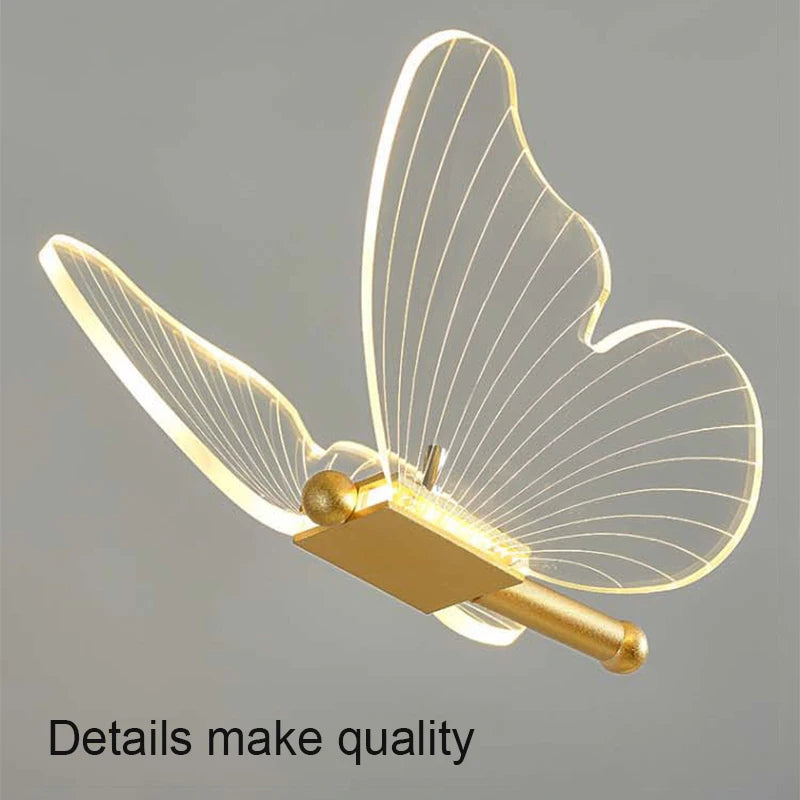 LED Tischlampe Lunavia | 3 Lichtfarben | Schmetterlings-Design | Acryl & Gold | 6 W
