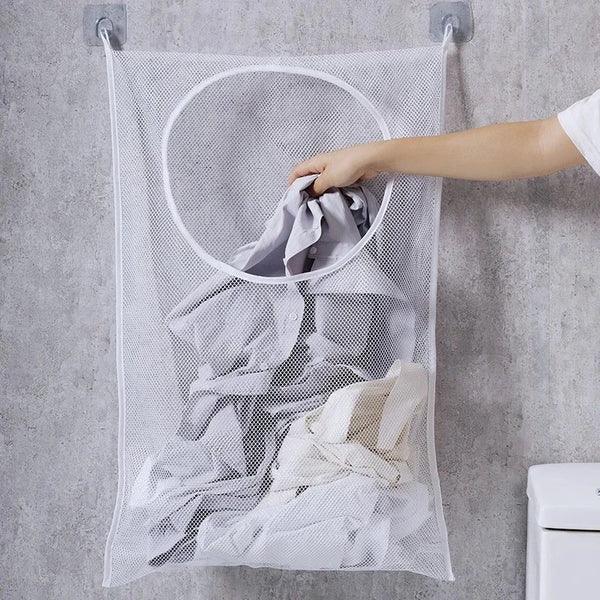 ReinRaum Wäschekorb Hängend | Faltbar & Atmungsaktiv | Mit Haken | Weiß 77×50cm