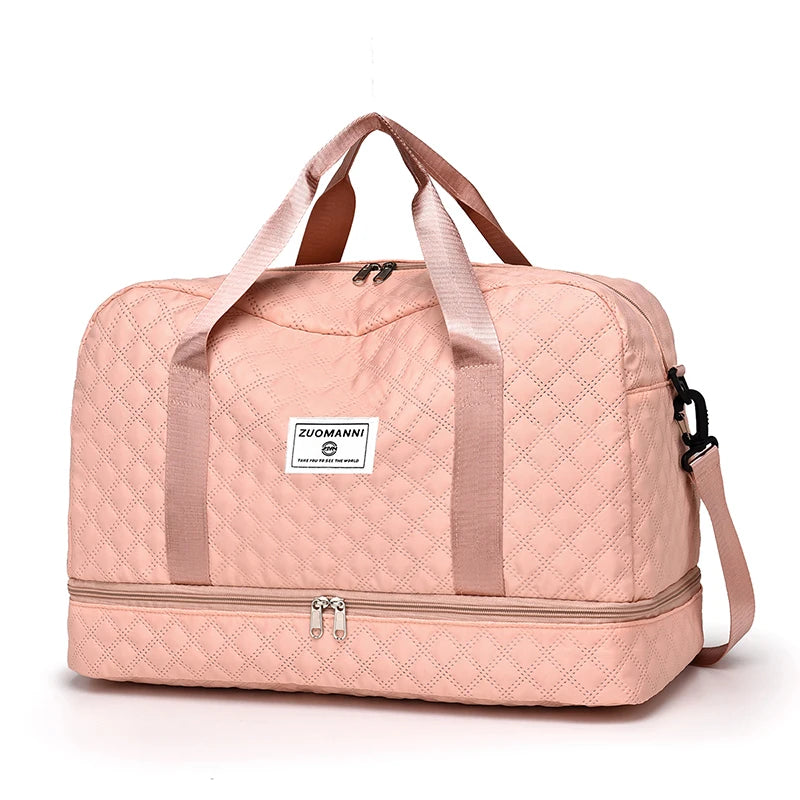 Raumio TravelFlex Leichte Reisetasche mit Rautenmuster | Große Sport- & Wochenendtasche mit Schuhfach & Nassfach | Handgepäcktauglich & faltbar