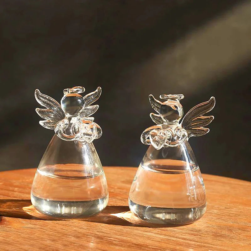 Seraphina | Engel Glasvase | Handgefertigt & Transparent | 8 x 5 cm | Deko & Hydrokultur