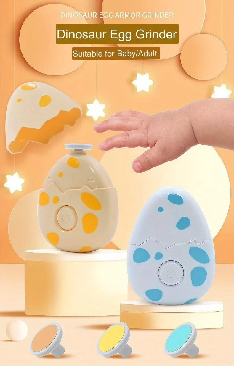 DinoCare | Elektrischer Baby-Nageltrimmer | Sicherheits-Nagelpflege-Set mit 3 Schleifköpfen | Leise & Schonend für Neugeborene