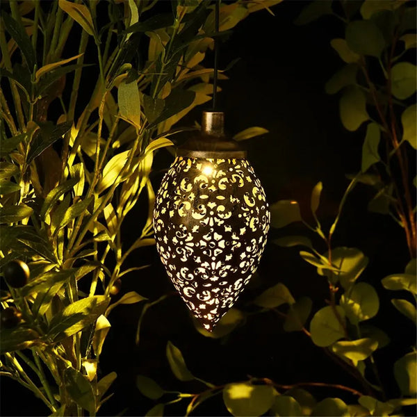Lumivis SolArt Solar Gartenlaterne Tropfenform | Wasserfest & Projektionseffekt | Metall | Für Balkon, Terrasse & Außenbereich