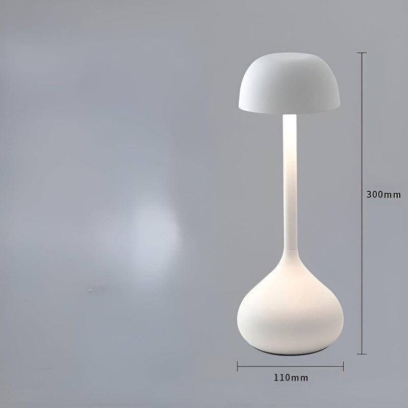 Velumia Kabellose LED Tischlampe Pilzform | Dimmbar & Wiederaufladbar | Touch-Funktion | Aluminium & Acryl | 11×30 cm