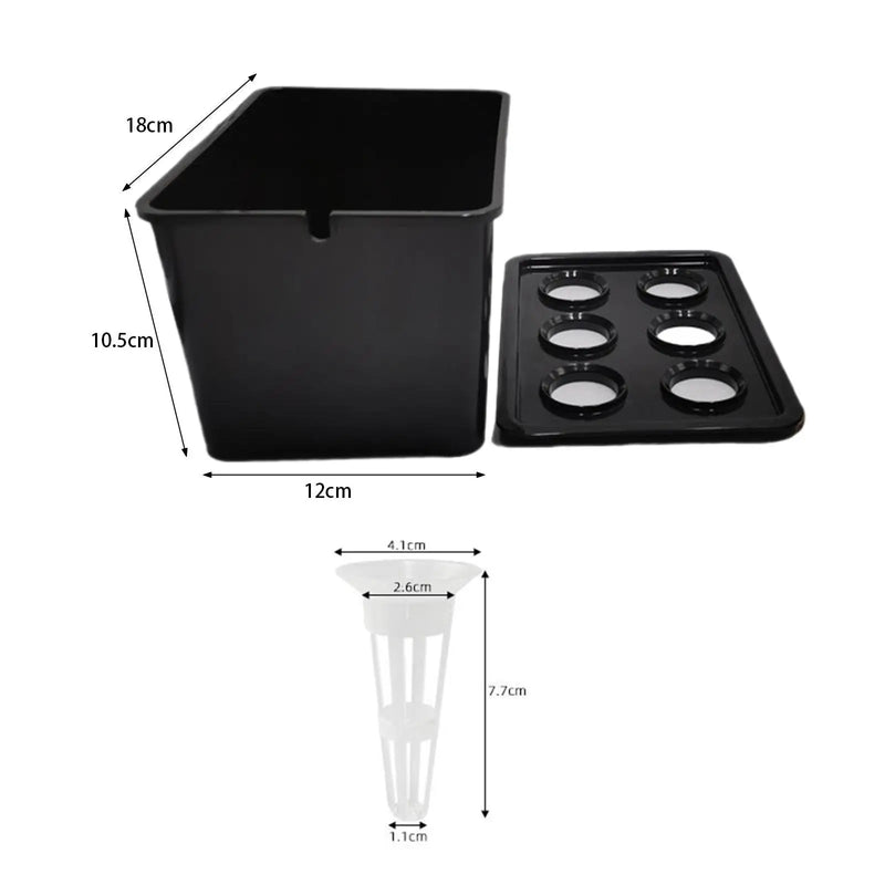 HydroBloom System | Indoor Hydrokultur Set | Hochleistungs-Pflanzbox mit 6 Körben | Für Balkon, Büro & Garten | 18 × 12 × 10,5 cm