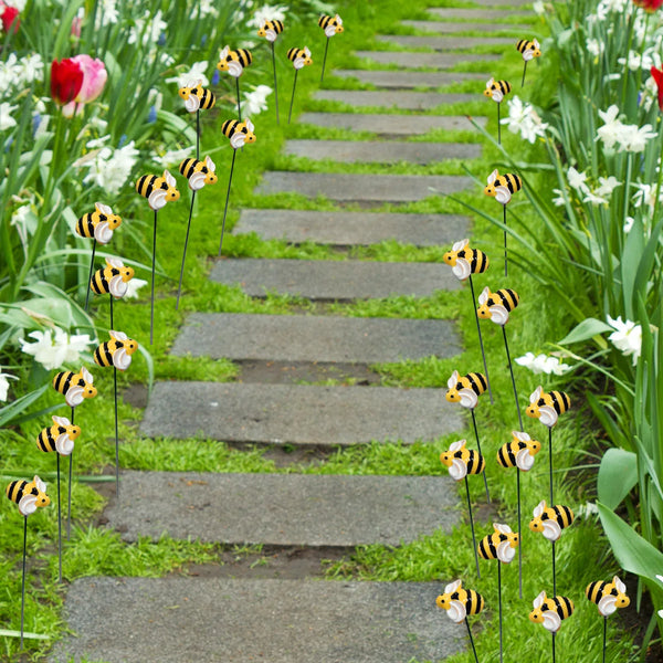 BeeJoy | 10er-Set Gartenstecker Bienen | Metall-Deko für Garten, Beet & Balkon | Frühlings- & Sommer-Dekoration