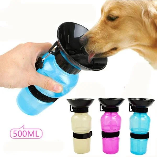 Hunde-Trinkflasche HydroPaws | 2-in-1 mit Napf | Auslaufsicher & Tragbar | 500ml | Blau, Rosa, Grau
