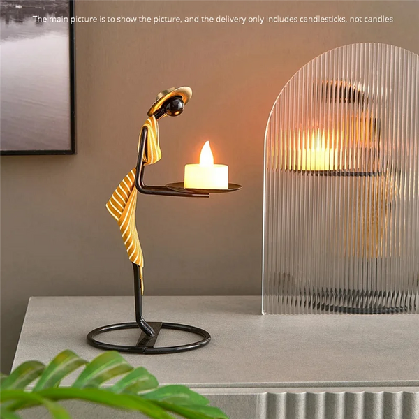 Nordara Light Vintage-Metallkerzenhalter | Nordischer Luxus-Stil | 22 cm | Romantische Tisch- & Hochzeitsdeko