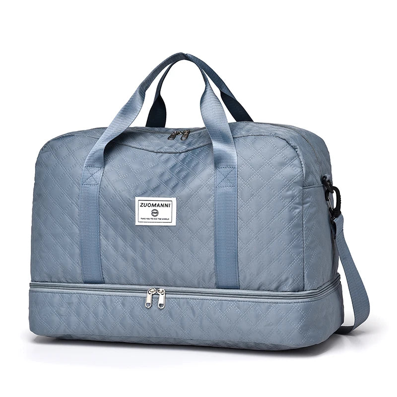 Raumio TravelFlex Leichte Reisetasche mit Rautenmuster | Große Sport- & Wochenendtasche mit Schuhfach & Nassfach | Handgepäcktauglich & faltbar