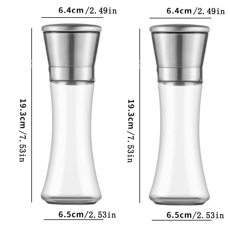 Grindora Salz- & Pfeffermühle aus Glas und Edelstahl | Gewürzmühle mit verstellbarem Mahlwerk | Für Pfeffer, Salz, Kreuzkümmel & mehr | Aromafrisch & leicht zu befüllen