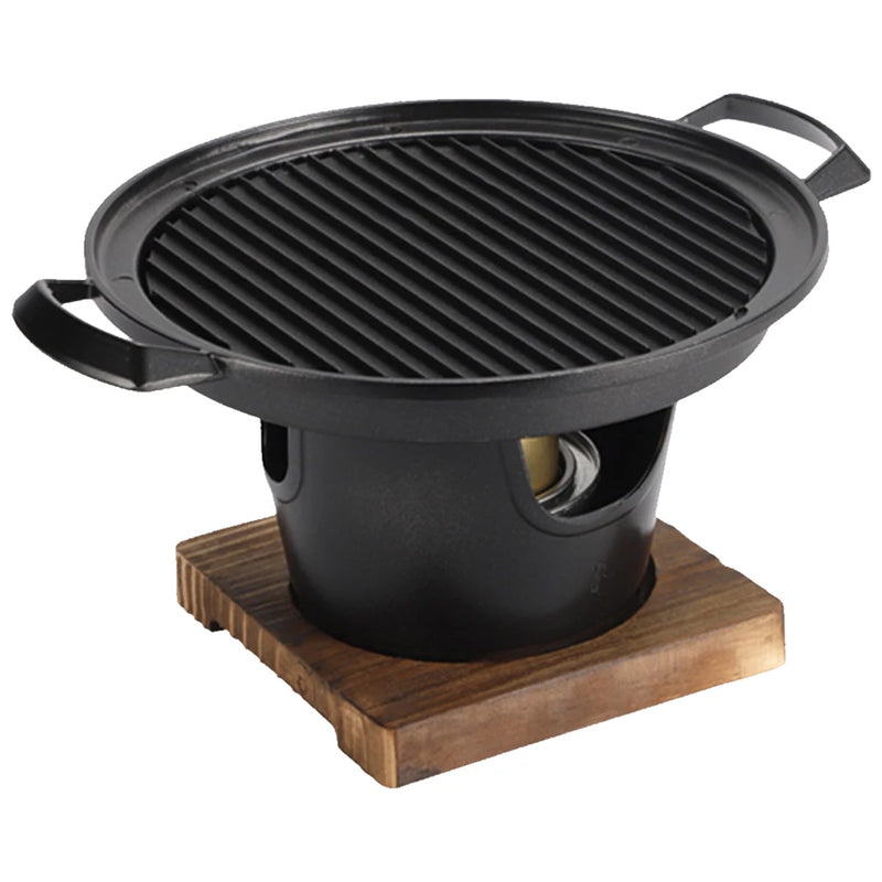 Hinoyaki Japanischer Mini-Grill mit Alkoholbrenner | Tragbarer Tischgrill ohne Rauch | Kompakt & beschichtungsfrei | Für Camping & Balkon