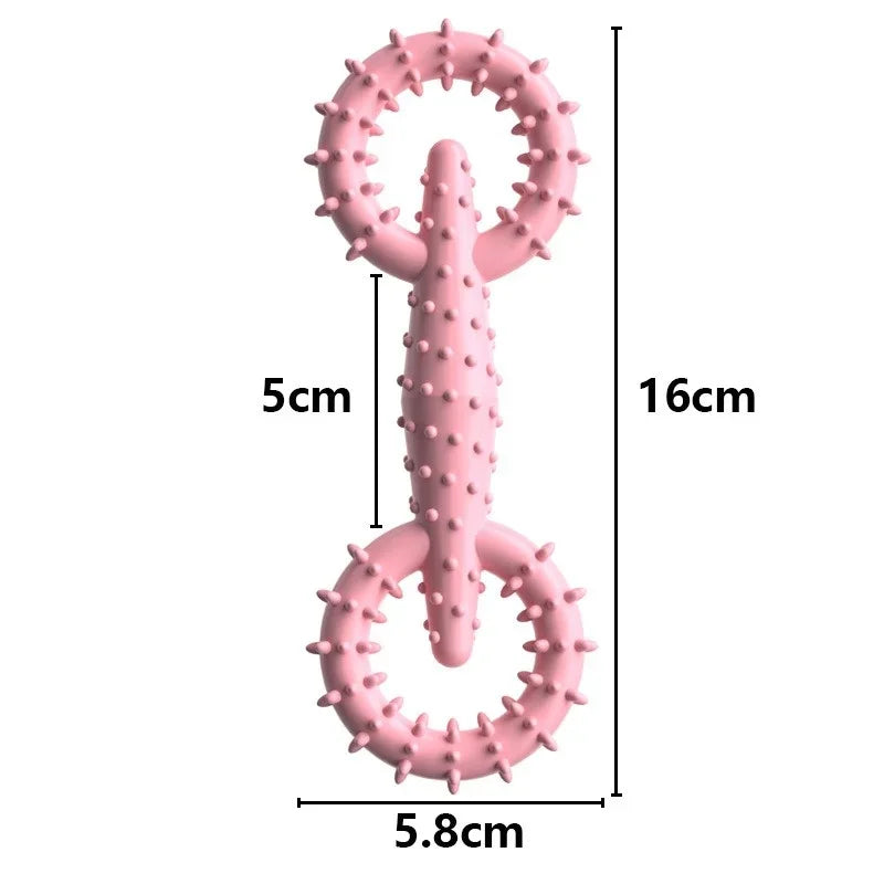 DentaPla Kauspielzeug Hund | Doppelt-Ring Design | Zahnpflege & Bissfest | 16x5,8 cm | TPR