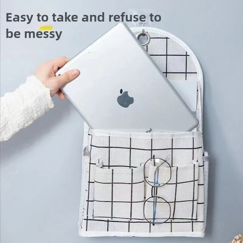 RoomEase Hängende Stoff-Aufbewahrungstasche | Wand- & Türorganizer | 2 Fächer + Seitennetz