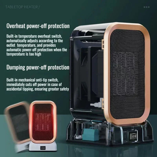 Heativa Compact Heater | Elektrischer Mini-Heizlüfter | 2 Heizstufen & Kippschutz | Leise & Sicher für Zuhause und Büro