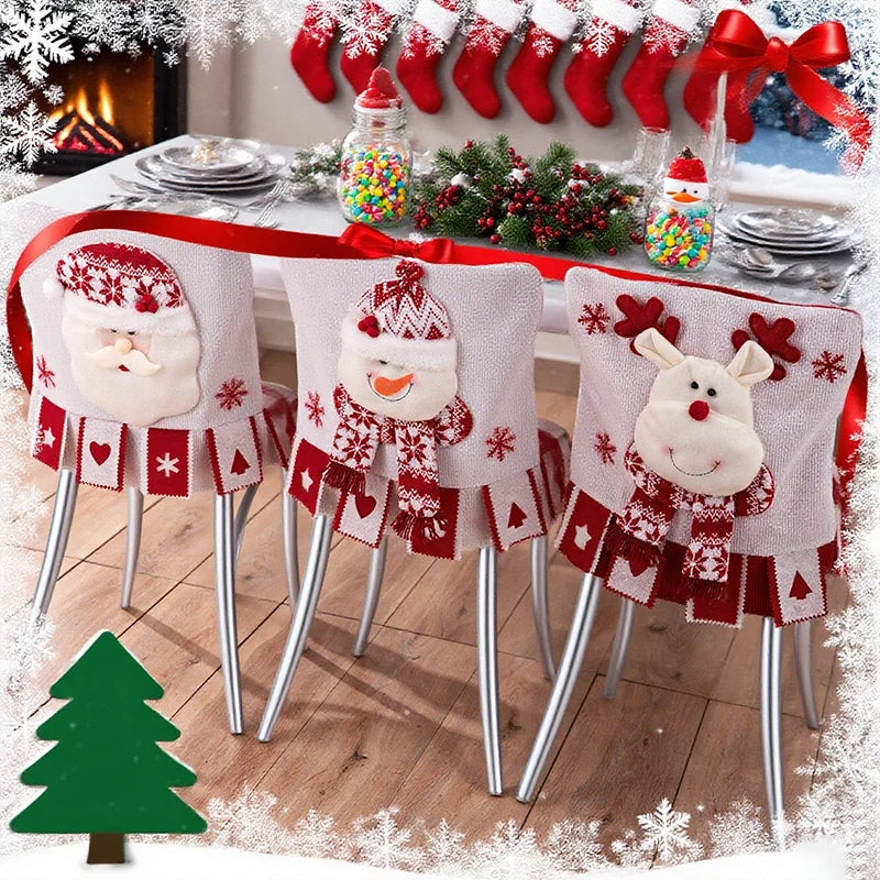 Noelvira | Weihnachtsstuhlbezug | Plüsch Stuhlhusse mit Santa-Design | Festliche Deko für Esszimmer & Küche | Weihnachtsdekoration 2025