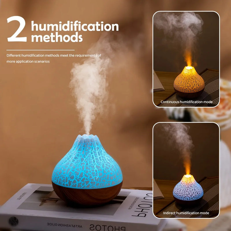 Vulkan Luftbefeuchter | 300 ml | Aroma-Diffuser mit 7 Farben | USB & Leiser Betrieb