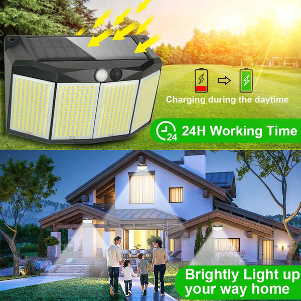 SolarBeam 576 LED Außenleuchte mit Bewegungsmelder | Solarbetrieben & Wasserdicht | 3 Leuchtmodi | Für Garten, Einfahrt & Terrasse