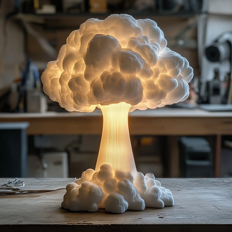 Tischlampe AtomicGlow | Atompilz-Design | Harz-Deko | USB-Anschluss | 3D Effekt