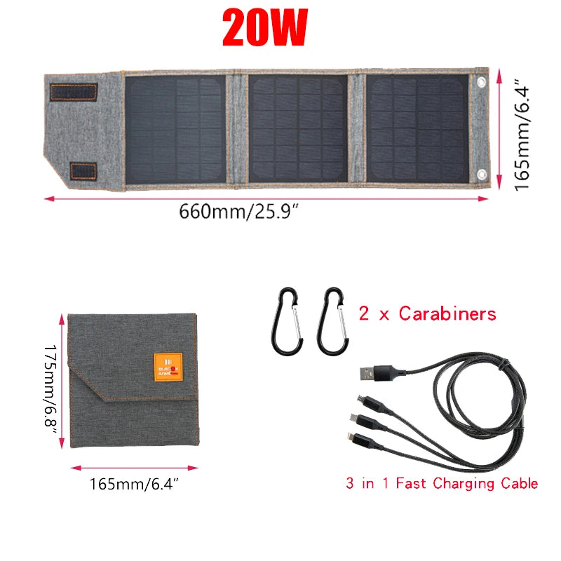 Faltbares Solarpanel HeliGo Light | 15–30 W | USB-Ausgang & 3-in-1-Ladekabel | Ultraleicht & Tragbar | Für Camping, Wandern & Notfälle