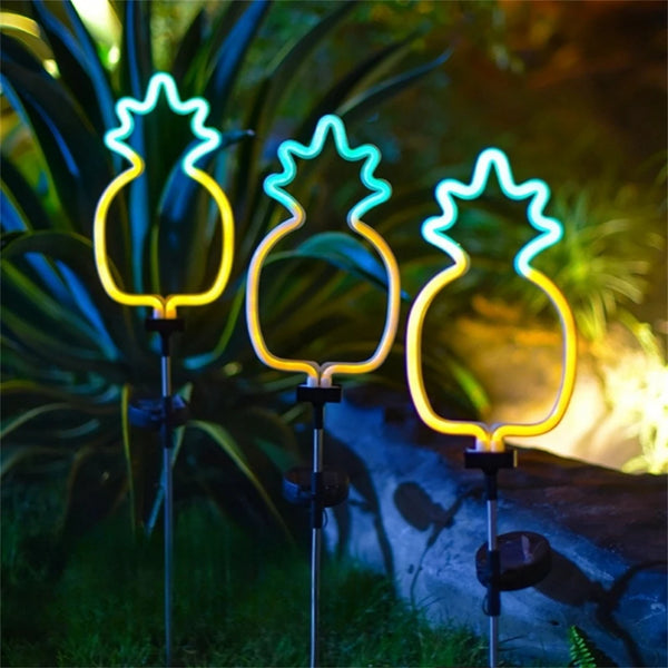 NeonGlow NaturDécor Solar-Neon-Gartenleuchte Cactus & Flamingo | LED Erdspieß IP65 Wasserdicht