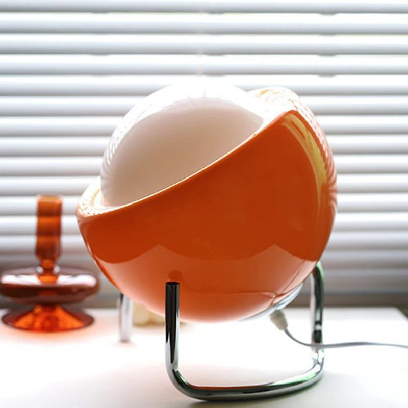 Aurivio Tischlampe | Glas & Edelstahl | Retro-Nordic Design | LED-Nachtlicht Beige/Orange | Ø21×H25 cm