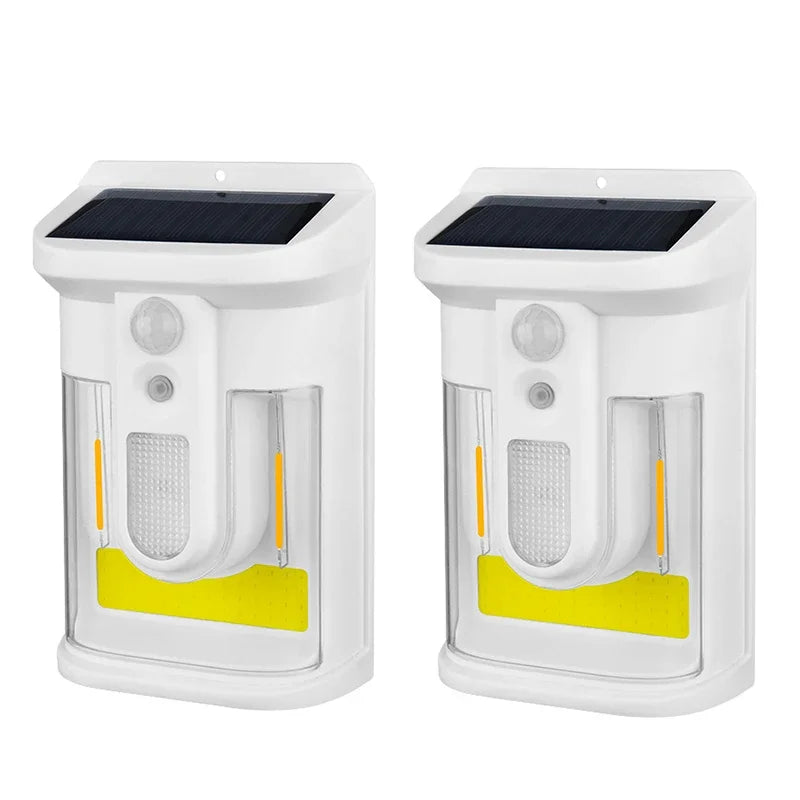 Lumosfera Solar Wandleuchte mit Bewegungsmelder | 3 Lichtmodi | IP65 Wasserdicht | Warmes Flammenlicht für Garten & Hof
