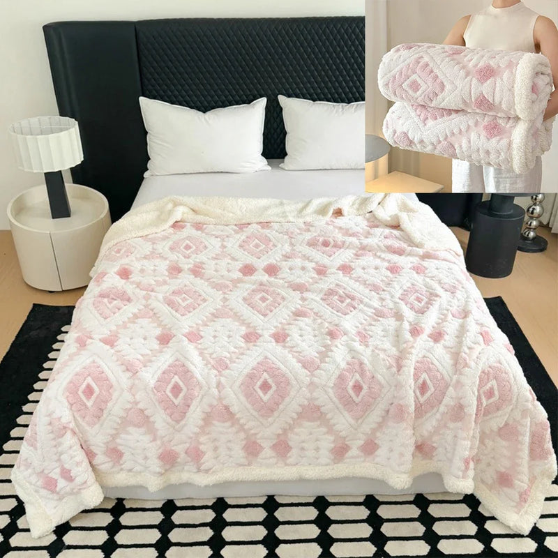 Vellunia | Kuscheldecke aus Imitationswolle | Beidseitig weiches Jacquard & Samt | Maschinenwaschbar & Wärmend | Luxus-Wohndecke für Sofa, Bett & Büro