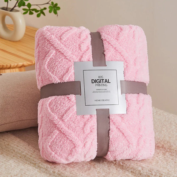 Veluto | Coral-Fleece-Decke | Beidseitig Jacquard | Geometrisches Muster | Dick & Kuschelig