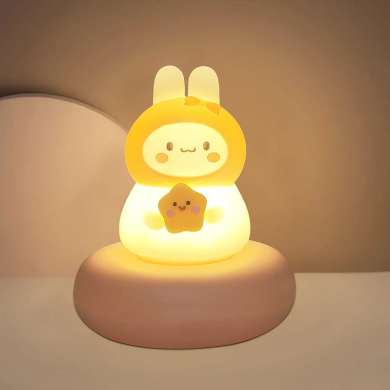 LumiPals LED Nachtlicht | Niedliches Tierdesign Schwein & Hase | Touch-Dimmung | USB-Wiederaufladbar