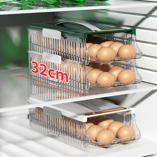 Eierbox GlideEgg | Automatischer Rollmechanismus | Stapelbar & Platzsparend | Transparenter Decke