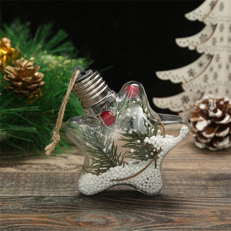 LED Weihnachtsstern Ornament | Transparent | Warmes Leuchten | 10 cm
